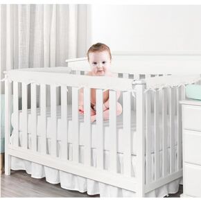 Updated Crib Rail Covers for Teething,Soft Guardrail Anti-Collision Strip, Crib Teething Rail Cover Fits Full-Size,Reversible(3Pc,White)