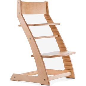 Fornel Dining High Chair for Babies and Toddlers - Wooden Highchair Adjustable Height - Montessori Kids Dine Seat from 3 Years to 200 Lb - Grow with Child, Toddler Dining Chair (Natural+White)