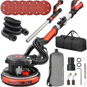 Drywall Sander with Vacuum Dust Collector, 6.0A Powerful Popcorn Ceiling Removal Tool, 780W 6 Variable Speed 900-1800RPM, Extendable Handle, LED Light, 6pcs Sanding Discs