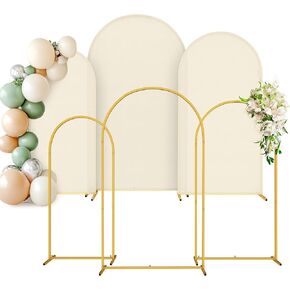 Metal Arch Backdrop Stand and Cover Set, 7.3FT, 6.6FT, 6FT Arch Stand and Cover Set, BackdropArch for Party, Wedding, Birthday, and Graduation Ceremony