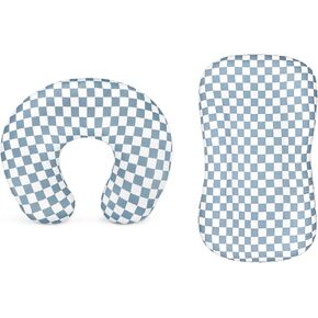 DILIMI Nursing Pillow Cover and Baby Lounger Cover, Comfortable Slipcover Newborn Lounger Cover for Boys Girls, Blue Checkerboard (Pillow Not Include)