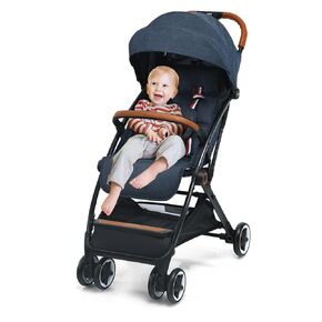 HOMGX Lightweight Umbrella Stroller, Easy Fold Baby Stroller with 5-Point Safety Harness, Adjustable Backrest & Quick Lock System, Compact Travel Stroller for Airplane, Navy Blue