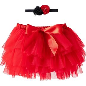 Jastore Baby Girls Soft Fluffy Tutu Skirt with Diaper Cover Toddler Girl Tutu Skirt Sets with Flower Headband
