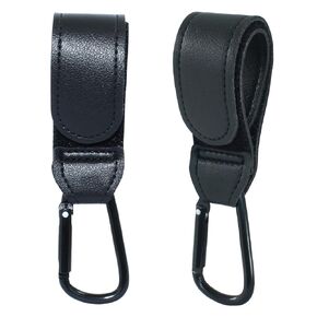 2 Pcs Black Stroller Hooks Clips, Mommy Baby Hook Straps for Diaper Shopping Bags Stroller Accessories
