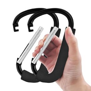 2 Pack Stroller Hooks, 6.3" Large Stroller Clip, Extra Large Carabiner, Big Carabiner Clip Heavy Duty, Universal Stroller Accessories for Mommy, Hang Shopping Bags, Purses, Diaper Bags, and Tools