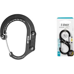 GEAR AID HEROCLIP Carabiner Clip and Hook (Small) for Purse, Stroller, and Backpack, Stealth Black & Nite IZE LSB3-01-R6 S-Biner SlideLock Dual Locking Carabiner, Size #3, Stainless