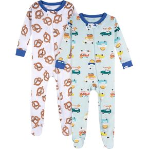 Onesies Brand Baby Boys' 2-Pack Footed Pajamas, Snack Truck, 0-3 Months