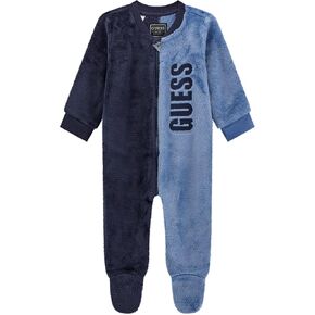 GUESS baby-boys Plush Velour Footed Zip Coverall