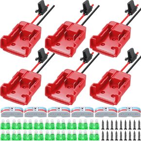 Pickmesh 6 Packs Wheels Adapter متوافق مع Milwaukee/M18 18V محول بطارية محول البطارية ل RC Car Robotics RC Truck DIY استخدام موصل الطاقة مع صمامات سلكية 12AWG ومحطات الأسلاك