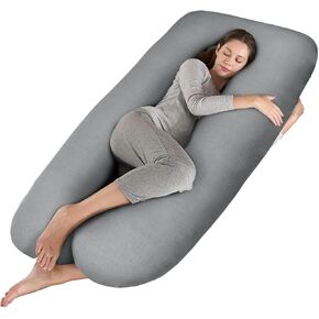Pregnancy Pillow Cover - U Shaped Pillow Case - Maternity Body Pillow Cover - Removable Soft Cotton Cover for Ultimate Comfort (Grey) in Kuwait