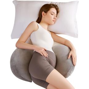 Portable Pregnancy Pillow for Sleeping Soft Maternity Pillow for Pregnant Women,Pregnancy Wedge Support for Back, Belly, Adjustable Body Pillow for Side Sleeper, Grey