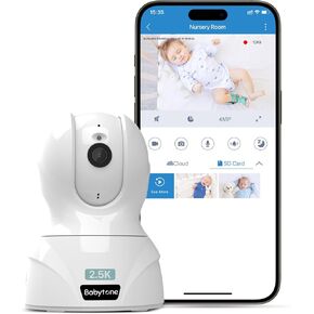 Babytone Smart Baby Monitor 2.5K Cam, Video Baby Monitor with Camera and Audio, Cry/Motion Detection, Two-Way Audio and HD Night Vision Baby Monitor with Free APP, 2.4G Wi-Fi