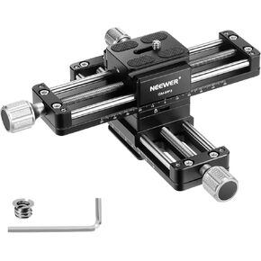NEEWER 4 Axis Macro Focusing Rail, 360° Rotatable Aluminum Alloy Macro Rail Slider with Acra Type Quick Release Plate & 1/4" Screw for Camera Camcorder Film Macro Photography Close Ups, GM-MP3