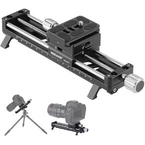 NEEWER 140mm Macro Focusing Rail Slider with 360° Rotation, 4 Directional Locking, Retractable Feet, Acra Type QR Plate, 1/4" & 3/8" Screw for Camera Macro Photography Close Up Shooting, GM-MP2