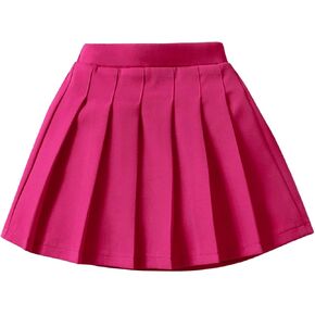 SHENHE Baby-Girls Pleated Skirts Solid Elastic High Waist A Line Short Mini Skirts