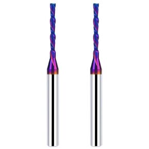 2PCS 1/4 Inch Shank 1/8 Inch Dia Downcut Spiral Router Bit - 1 Inch Cutting Length 3 Inch Overall Length| CNC Router Bits for Woodworking, Mortising, and Engraving