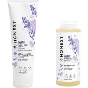 The Honest Company Lavender Calm 2-in-1 Cleansing Shampoo + Body Wash + Foaming Bubble Bath Bundle | Naturally Derived, Tear-Free, Hypoallergenic | 10 fl oz, 12 fl oz