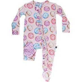 Girl Zippered Footie, 2-Way Zip, Sustainable Footie Pajamas, Long Sleeve, Washable, Cute Jumper Design.