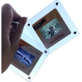 2PCS 35mm Film Protector Keychain Set – Transparent Magnetic Acrylic Case, 7x7cm Display Frame with 5x5cm Clip, Secure & Stylish Film Storage, Double Set for Couples & Friends