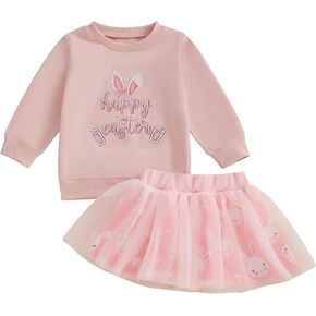 شوكة شجرة طفل تودلر الفتاة الفصح مجموعة أرنب طباعة من النوع الثقيل توتو توتو تنانير الربيع شتاء الملابس in Kuwait