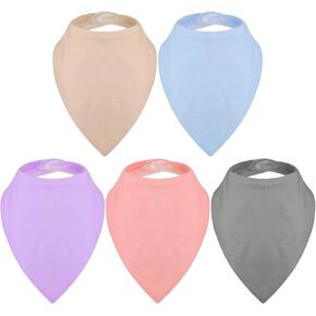 Janmercy 5 Pack Adult Drool Bandana Bibs Soft Large Absorbent Bibs Set for Special Needs Waterproof, Kids 4+ Years, Teens, Men Women(Cream. Blue, Purple, Pink, Gray.)