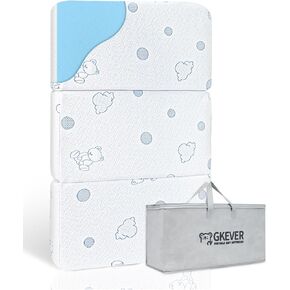 Pack and Play Mattress Pad, 38x26 High Resilience Memory Foam Baby Mattress for Pack n Play, Travel Dual-Sided Pack n Play Mattresses Topper with Soft Bear Jacquard Cover & Carrying Bag