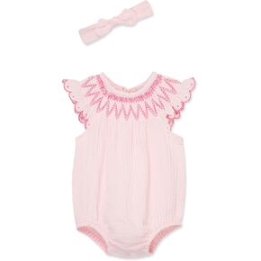Little Me Clothes for Baby Girls' Gauze Bubble with Headband Set, 3 Months - 12 Months