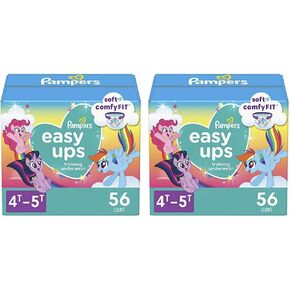 Pampers Easy Ups Training Underwear Girls, 4T-5T Size 6 Diapers, 56 Count (Packaging & Prints May Vary) (Pack of 2)
