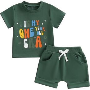 Baby Girls First Birthday Outfit in My One Year Old Era T-shirt and Shorts Set 1st Birthday Summer Cothes Set
