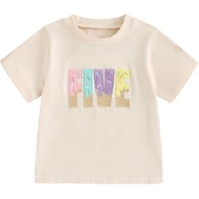 Kayotuas Birthday Girl Shirt Kids 6T 7T Toddler 1st 2nd 3rd 4th 5th Birthday Embroidery T-Shirt Tops Cute Cake Smash Clothes