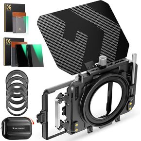 K&F Concept DSLR Camera Matte Box + Square ND0.9 + ND1.8+ Black Diffusion 1/4 (4 Pack) 4'' x 5.65'' Cinema Neutral Density Filters Kit for 67/72/77/82/95mm Lenses