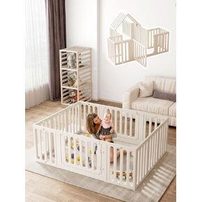 VBABY Baby Playpen for Babies and Toddlers, 66" x 51" Plastic Baby Play Pen for Toddler 1-3, 12 Panels Large Baby Play Yard, Indoor & Outdoor Baby Fence, White
