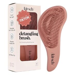 Kitsch Detangler Hair Brush for Curly or Straight, Wet and Dry Hair, Detangling Brush with Flexible Hairbrush Bristles, Hair brushes for Women & Men, Adults & Kids, for Shower & Travel - Terracotta