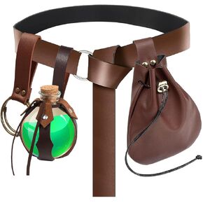 Renaissance Costume Accessory Belt Pouch Purse Potion Bottle Strap Holder Belt Waist Set Retro Medieval Festival Ren Faire