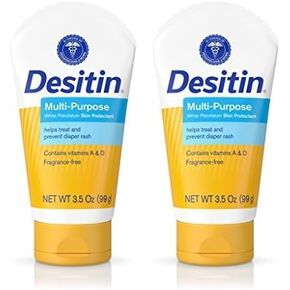 Desitin Skin Protectant and Diaper Rash Ointment Multi-Purpose with Vitamins A & D, Travel Size, 3.5. Oz Tube (Pack of 2)