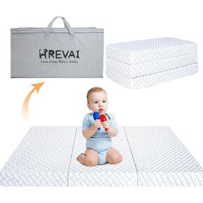 Pack and Play Mattress, 38x26 Trifold Pack n Play Mattresses with Breathable Machine-Washable Cover & Travel Bag, High Density Memory Foam Crib Playpen Mattress Pad for Baby Toddler