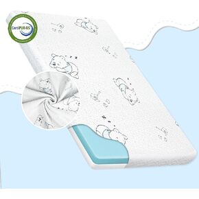 Pack and Play Mattress, 38x26 Baby Playpen Mattress for Pack N Play, Gel Memory Foam Pack N Play Mattresses Pad with Soft Washable Cover for Baby Toddler, Portable & Breathable