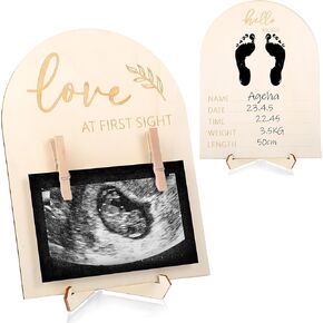 Lusofie Ultrasound Picture Frame, Double Sided Baby Announcement Sign, Wooden Sonogram Picture Frame, Pregnancy Announcement, Nursery Decor For First Time Moms Pregnancy Gift Expecting Parents Gift
