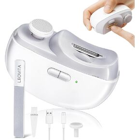 Electric Nail Clippers Upgraded 3 in 1 Automatic with polishing, dust Storage & led Light, Automatic Electric Nail File and Trimmer for Women Kids Seniors Baby, Type-C Charging,2 Speeds(White)