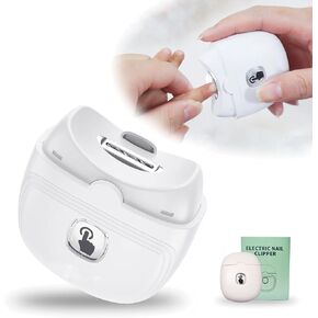 Electric Nail Clipper, USB Rechargeable Automatic Nail Clippers with Nail Clip Storage and LCD Light, Safety Fingernail Trimmer for Adults, Seniors, Babies, Kids (White)