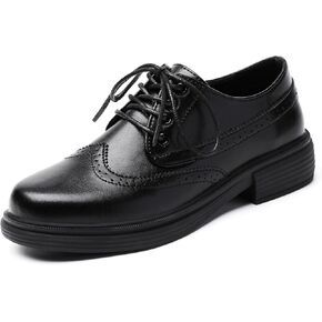 أحذية Okj Oxford للنساء ، والنساء الأسود Oxford Shoes Platform Women's Oxfords مريحة زلاجة متآكلة