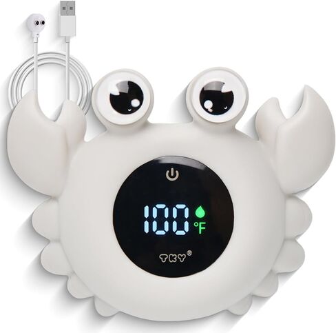Baby Bath Thermometer with Floating Toys & Room Temperature Monitor - Rechargeable Digital Thermometer with Temperature Alerts, Bath Essentials for Newborns, Infants Crab (Purple) in Saudi Arabia