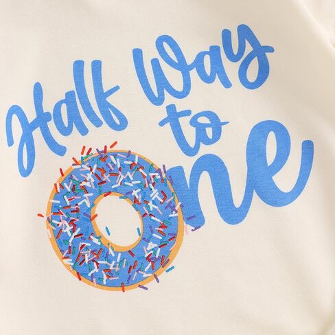 Bagilaanoe Half/First Birthday Outfit Baby Boy Half Way to ONE/Sweet One Short Sleeve Romper Bodysuit Cake Smash Outfit in Kuwait