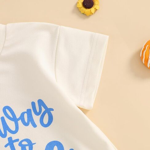 Bagilaanoe Half/First Birthday Outfit Baby Boy Half Way to ONE/Sweet One Short Sleeve Romper Bodysuit Cake Smash Outfit in Kuwait