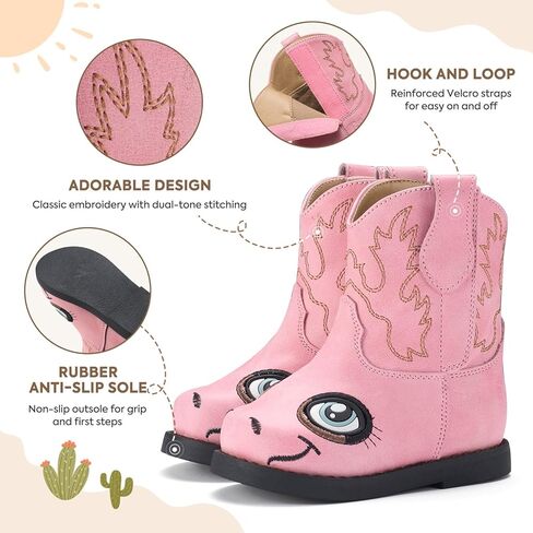 Rollda Baby Cowboy Boots Toddler Cowgirl Boots Infant Western Boots Round Round Toe in Kuwait