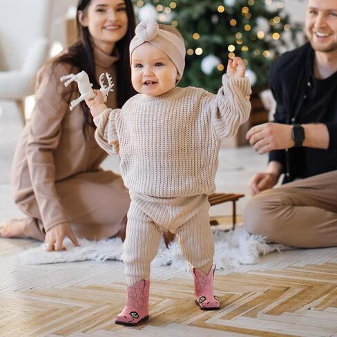 Rollda Baby Cowboy Boots Toddler Cowgirl Boots Infant Western Boots Round Round Toe in Kuwait