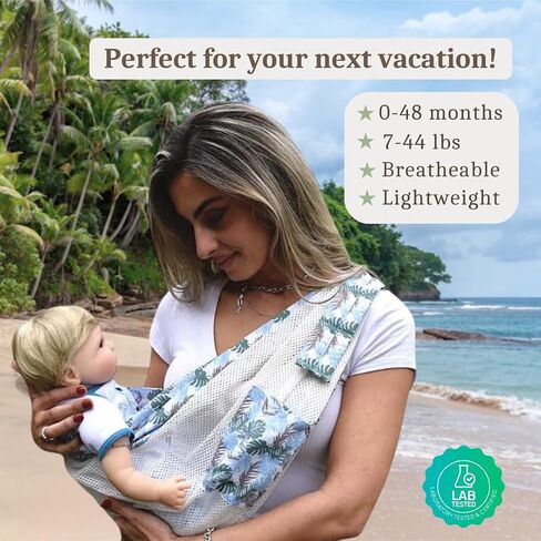 Adjustable Baby Sling for Newborn to Toddler (7–44 lbs) – Soft Wrap with Safety Buckle & Shoulder Straps – Hands-Free, Comfortable Babywearing – Tropical Blue in Saudi Arabia