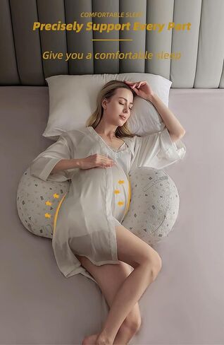 Pregnancy Pillows for Sleeping, Maternity Pillow for Pregnant Women with Pillow Cover, Detachable Body Pillow for Pregnant Women, Pregnancy Wedge Pillows Support for Back, Legs, Belly, HIPS(Grey) in Kuwait