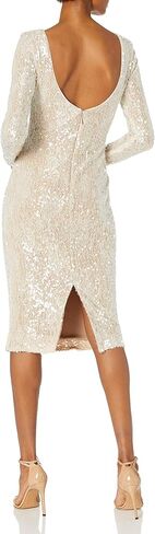 Dress the Population Women's Emery Sequin, Knee-Length, Bodycon, Scoop Neck Dress, White Multi, Small in Saudi Arabia