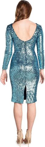 Dress the Population Women's Emery Sequin, Knee-Length, Bodycon, Scoop Neck Dress, White Multi, Small in Saudi Arabia